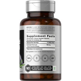 Horbäach Activated Charcoal Capsules 780mg | 120 Count from Coconut Shells | by Horbaach