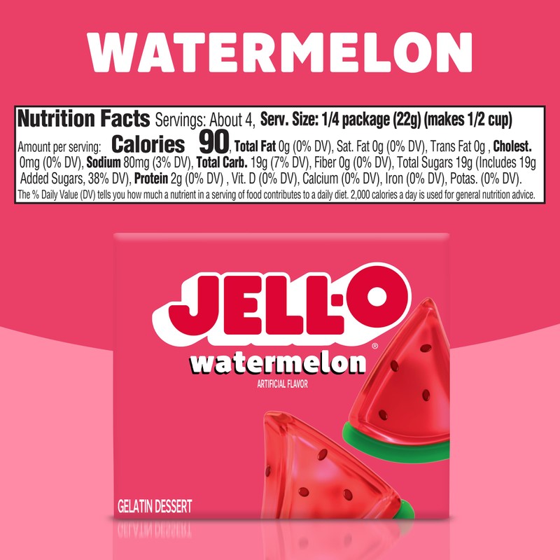 Jell-O Watermelon Gelatin Dessert, 3 Oz (Pack of 12)