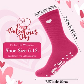 Geyoga 3 Pairs Heart Pilates Socks for Women Nonslip Gripper Yoga Athletic Crew Socks for Valentine's Day Gifts(Multicolor)