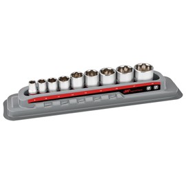 Ingersoll Rand 9 Piece Tech Solutions Metric Non-Slip Socket Set, Sizes: 8-19mm, Patented Twist Design for Tighter Grip as Sockets Turn, with Thermoform Organizer Tray – 752039X