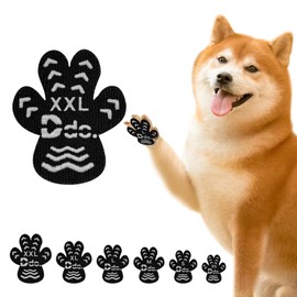 Anti-Slip Dog Paw Protector Pads, Dog Paw Stickers 12 Sets(48 Pcs) Black, for Pets Senior Dogs with Traction on Hardwood Floor, Non-Slip Dog Grips Dog Shoes Boots Socks Replace【XXL】