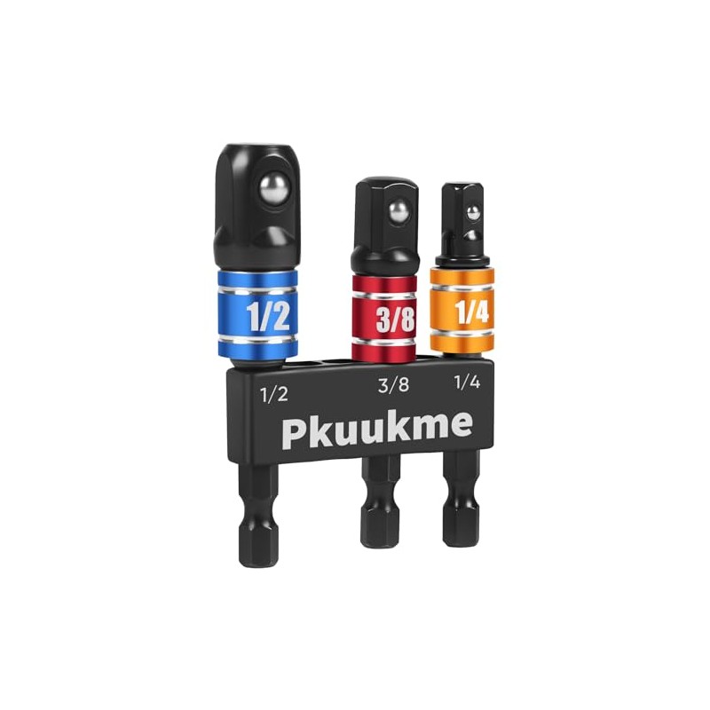 3PCS Impact Socket Adapter Set - 1/4", 3/8", 1/2" Drill