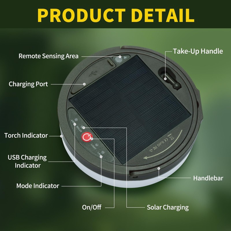 Solar Power Camping Lights String,Outdoor String Lights with 8 Modes
