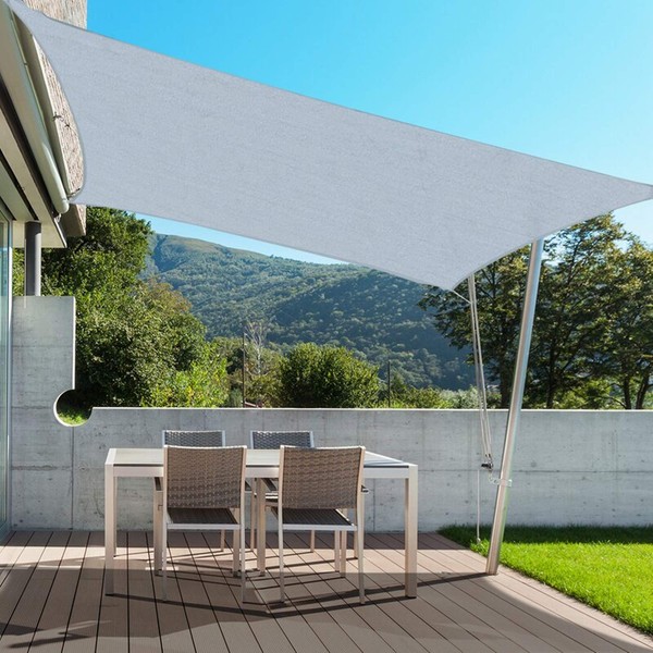 BELLE DURA 16'X16' Square Light Grey Sun Patio Shade Sail Canopy Use for Patio Backyard Lawn Garden Outdoor Awning Shade Cover-185 GSM-Block 98% of UV Radiation-5Years Warranty