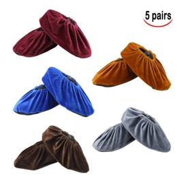iPobie 5 Pairs Washable Overshoes,Velvet Shoe Cover,Reusable Non-Slip High Elasticity Dustproof Overshoes for Home Computer Rooms & Daily Use