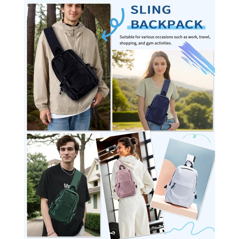 Seoky Rop Men Women Sling Bag Backpack Lightweight Water Resistant