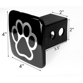 eVerHitch Dog Paw Print Tube Plug Hitch Cover (Black and Chrome, Fits 2" Receiver)