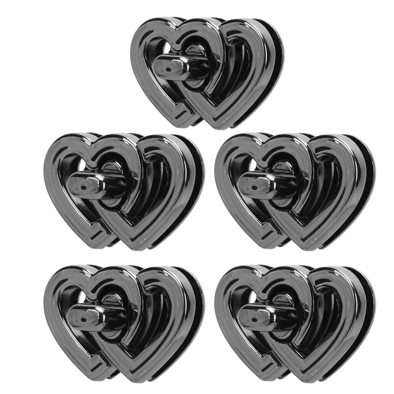 Purse Twist Lock Alloy Double Love Heart Decorative Shinny Handbag