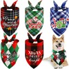 Sanwuta 5 Pcs Christmas Dog Bandanas Funny Plaid Dog Triangle