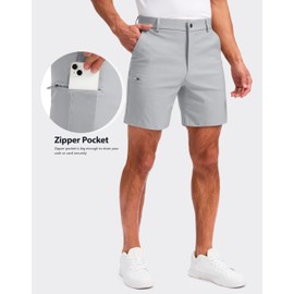 Pudolla Men's Casual Shorts 7/9 Inch Golf Shorts Stretch Dress Work Shorts for Men with 4 Pockets Quick Dry Lightweight(Light Grey 38)