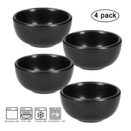 MAKOLO Ceramic Soy Sauce Dish Small Dipping Bowls, 3 in, Set of 4 (Black No.1)