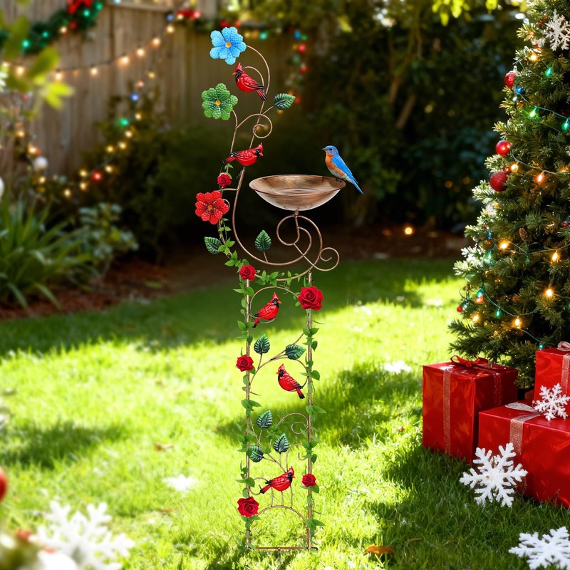 Metal Bird Bath with Trellis for Outside, 57” Height Birdbaths