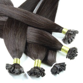 hair2heart 50 x Bonding Extensions Made from Real Hair, 30/40/50 cm, 0.5 g Strands, Straight - Hair Extensions 50cm