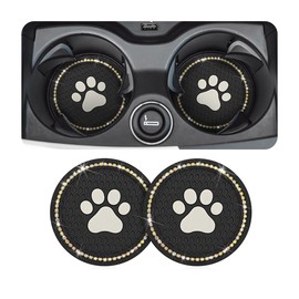 CGEAMDY Pack of 2 Bling Car Coasters, Drink Holder, Coasters, Car Drink Holder, Coaster, Crystal Rhinestone Car Accessories, Interior for Women (Black-AB)