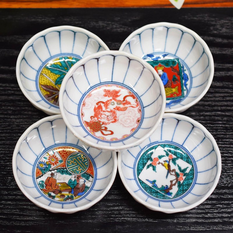 Kutani Ware Small Bowl, Stylish Tableware, Set of 5, Vintage