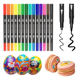 Edible Markers, 14 pcs Colorful Food Coloring Pens for Decorating Cookies, Fondant, Gum paste, Icing, Macarons, DIY Easter Eggs, Marshmallows, Fruits.