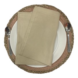 Penguin Home Set of 12 Reusable Cloth Napkins 45 x 45 cm (17"X17") 100% Cotton, Solid Dyed Twill Weave, Soft and Durable, Perfect for Hotels, Restaurants & Events - Khaki,Machine Washable