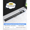 HTOH Shower Drain Offset for Bathroom: 36-Inch Black Linear Shower
