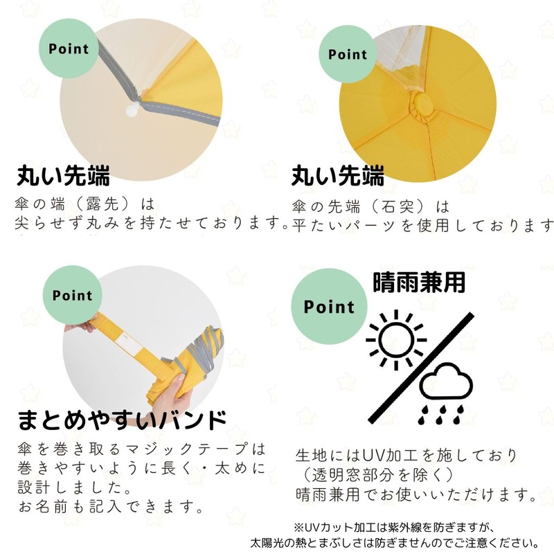 estaa 10357 Kids Folding Umbrella, With Clear Window, Windproof, Plain,