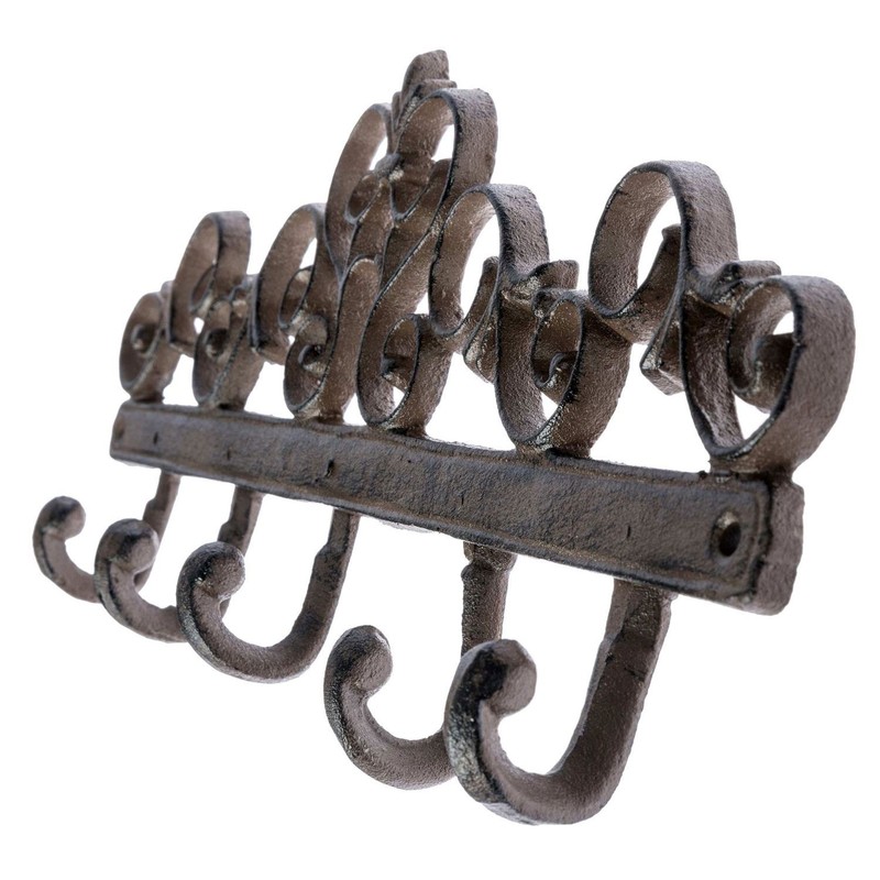 Homescapes Wall Mounted Coat Rack with Ornate Swirl Design and