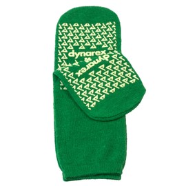 Dynarex Slipper Socks with Grips for Women & Men - Double-Sided Anti-Slip Grippy Socks with Elastic Band - Warm, Fuzzy, Lightweight, No Latex - Medium, Green, 1 Pair