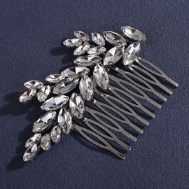 Lenjicons Wedding Leaf Rhinestone Hair Comb Handmade Crystal Rhinestone Hairpiece Silver Wedding Hair Comb Bridal Headpiece for Brides Bridesmaid