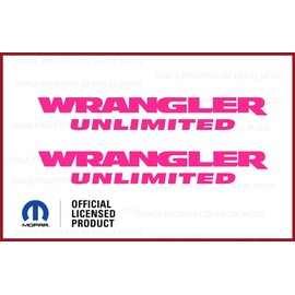 Decal Mods Fender Wrangler Unlimited Small Side Logo Graphic fits Jeep Wrangler JK (2007-2018) (Set of 2) Hot Pink | SJ3Y4