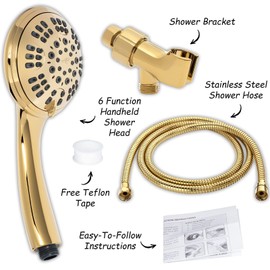 Aqua Elegante 6 Function Handheld Shower Head Kit (Aqua Elegante) - Polished Brass - 2.5 GPM