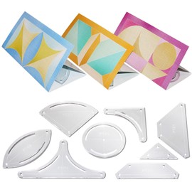 Halandar 11Pcs/3 Patterns Acrylic Template and Paper Pieces Set Sewing Supplies Quilting Crafting Tools for Beginners DIY Patchwork Sewing Craft Clothing Craft Quilting Design