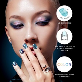 Uñas moradas Press On KISS imPRESS color FX - Wonder, uñas postizas de presión, paquete de 30 uñas press on, SIN NECESIDAD DE PEGAMENTO Manicure en gel fácil y rápido de aplicar, efecto cromático- sin dañar tus uñas naturales Corto, paquete de 30 uñas, si