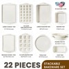 Kikcoin 22 PCS Nonstick Baking Pans Set, Stackable Bakeware Sets