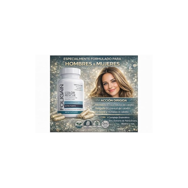 Foligain Suplemento Anti Canas 60 tabs Mejora el aspecto del