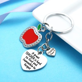 Thank you Gifts for Teacher, Teaching assistant, Nursery teacher Gifts Appreciation Gifts For Women Keyring Key Rings School Leavers Class Gift Teacher End Of Term (A Great Teacher Is Hard To Find)