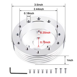 QYMOPAY 1" Steering Wheel Hub Adapter Conversion Spacer, 6 Hole to 3 Hole Steering Wheel Adapter Grant Adapter Boss Kit(Silver)