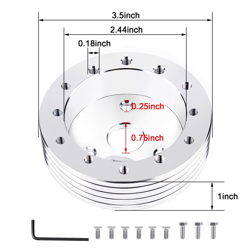 QYMOPAY 1" Steering Wheel Hub Adapter Conversion Spacer, 6 Hole