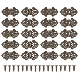Operitacx 20 Pieces Antique Small Brass Hinges Box Hinges with Screws for Crafts Wooden Boxes Gift Boxes Cabinet Drawer Jewelry Box
