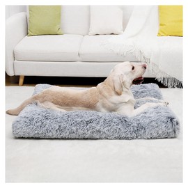 MeowMua Fluffy Dog Crate Bed for Large Medium Dogs, Plush Faux Fur Dog Crate Pad,Washable Cozy Dog Crate Mat with Anti-Slip Bottom (30.0'' L × 20.0'' W × 3.0'' Th)