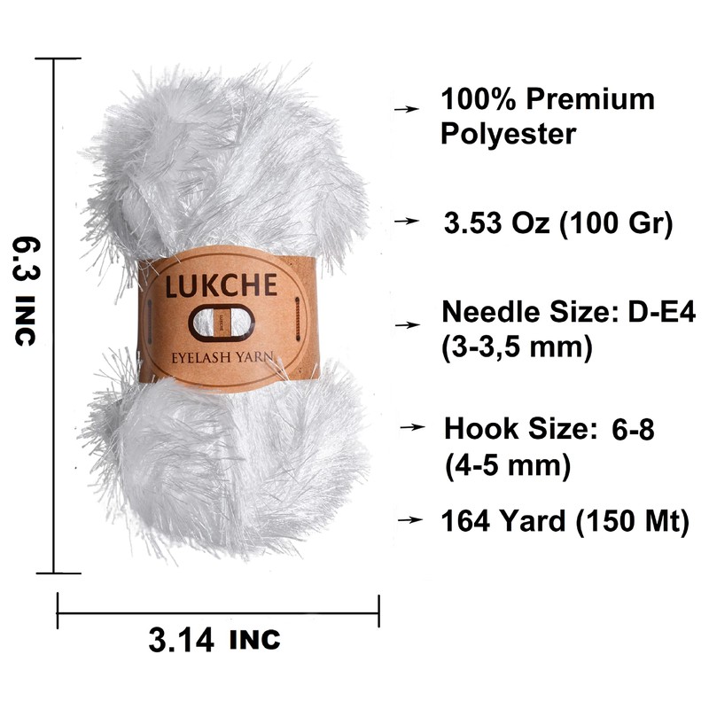 Lukche Eyelash Fun Fur Yarn Premium 100% Polyester 164 Yds