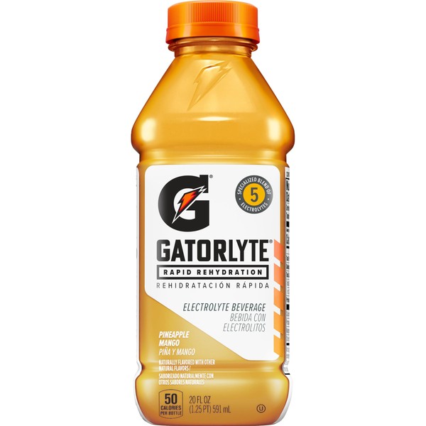 Gatorlyte Rapid Rehydration Electrolyte Beverage, Pineapple Mango, 20 Fl Oz
