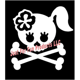 5.5 x 5.5" Girl Skull with Crossbones Vinyl Die Cut Decal Bumper Sticker, Windows, Cars, Trucks, laptops, etc