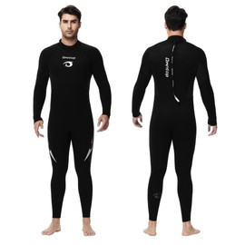 Owntop Wetsuit 5mm Neoprene Diving Suit for Mens - Thicken Full Wet Suit, Back Zip Long Sleeve UPF50+ Keep Warm Swimwear for Scuba Surfing Swimming Diving Snorkeling Water Sports, Black XL