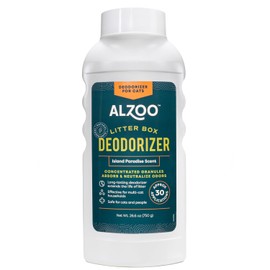 ALZOO Cat Litter Deodorizer, Concentrated Granules Absorb & Help Neutralize Odors, 100% Plant-Based Active Ingredients, Up to 30 Uses, Island Paradise Scent, 26.6 Oz.