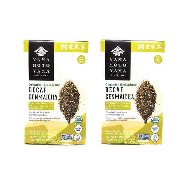 Yamamotoyama Organic Decaf Genmaicha Premium Green Tea (2 Pack, Total of 1.8oz)