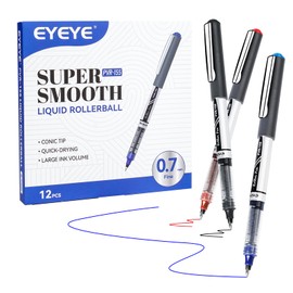 EYEYE Liquid Ink Rollerball Pen Medium Tip 0.7mm 12 Pack 3 Colors Quick Dry Ink Pens Fine Tip Smooth Writing for Diary, Notes, Office and School Supplies