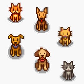Leyland Designs Stardew Valley Pet Set Sticker Outdoor Rated Vinyl Sticker Decal for Windows, Bumpers, Laptops or Crafts 5"
