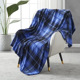 SOCHOW Flannel Fleece Blanket 127cm×150cm, All Season Plaid Blue Blanket for Bed, Couch,Car