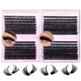 Lash Clusters D-Curly Individual Lashes Volume Eyelash Clusters Bulk zanlufly Thick Lash Extension 560Pcs Natural DIY Eyelash Extension (9-16MM,60D+70D+80D+100D)