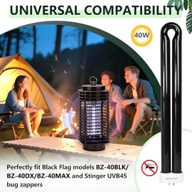 BB-40blk 40W Light Replacement Bulb (1-Pack) | Compatible with Black Flag BZ-40BLK/BZ-40DX/BZ-40MAX & Stinger UVB45 B4045-4 (5500V, 4-Pin Base)