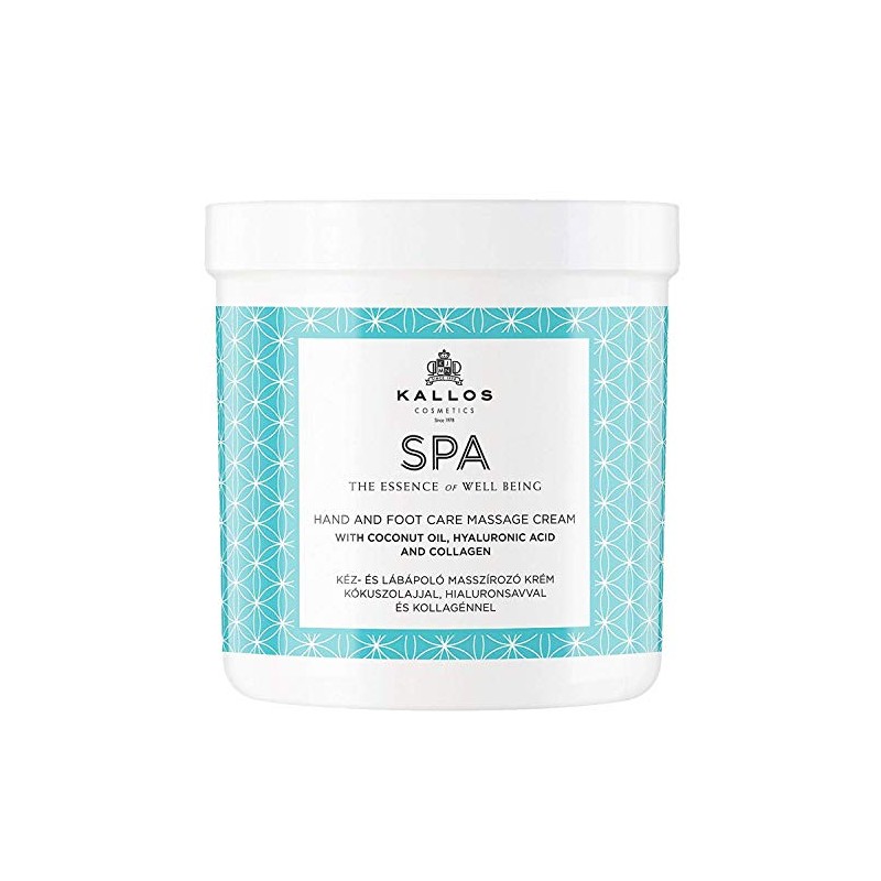 Kallos Spa Hand-Fußpflege Massiercreme mit Kokosöl, Hyaluronsäure und Kollagen, 500