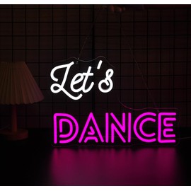 Qetibwk Let's Dance Neon Sign for Wall Decor Led Neon Signs Light Up Sign Room Decor Neon Lights Sign USB Powered